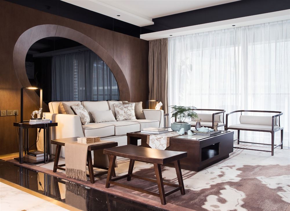 佛山市建投綠地璀璨天城新中式風(fēng)格四居室裝修案例