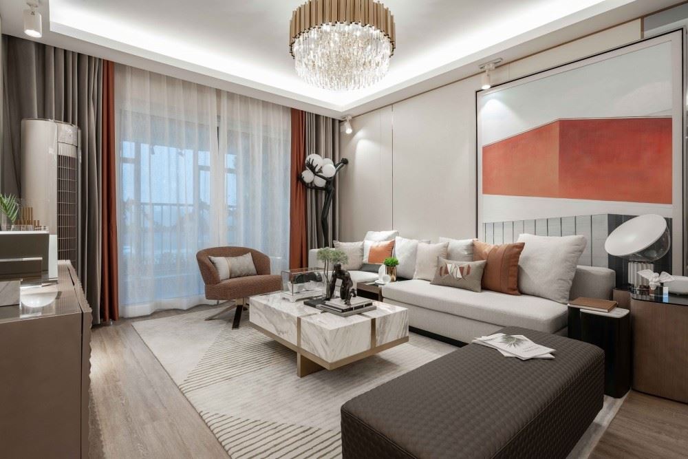 江門市駿景灣豪庭輕奢風格三居室裝修案例