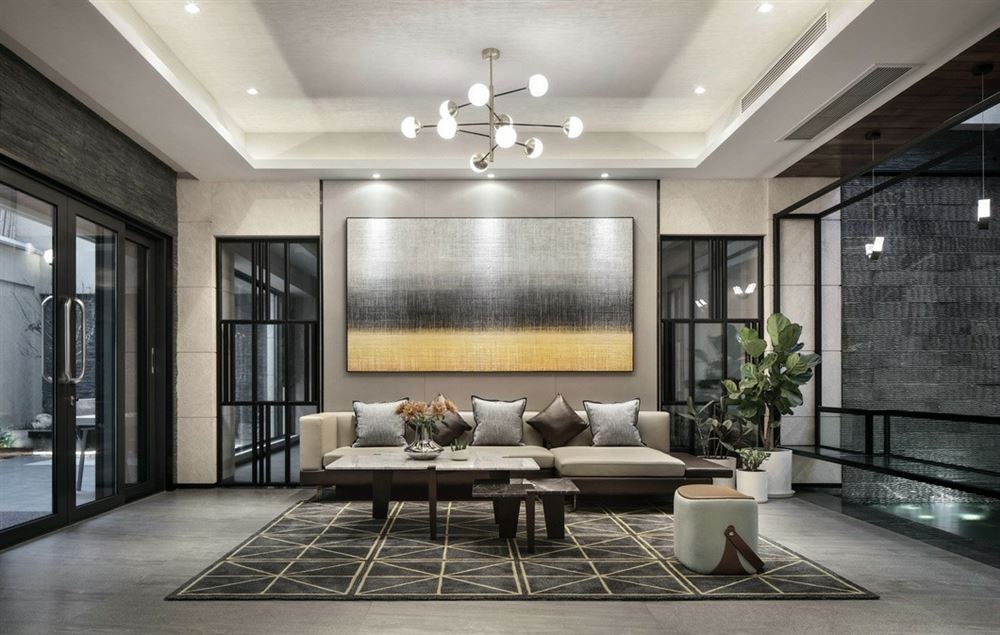 佛山市綠城桂語(yǔ)映月新中式風(fēng)格別墅裝修案例