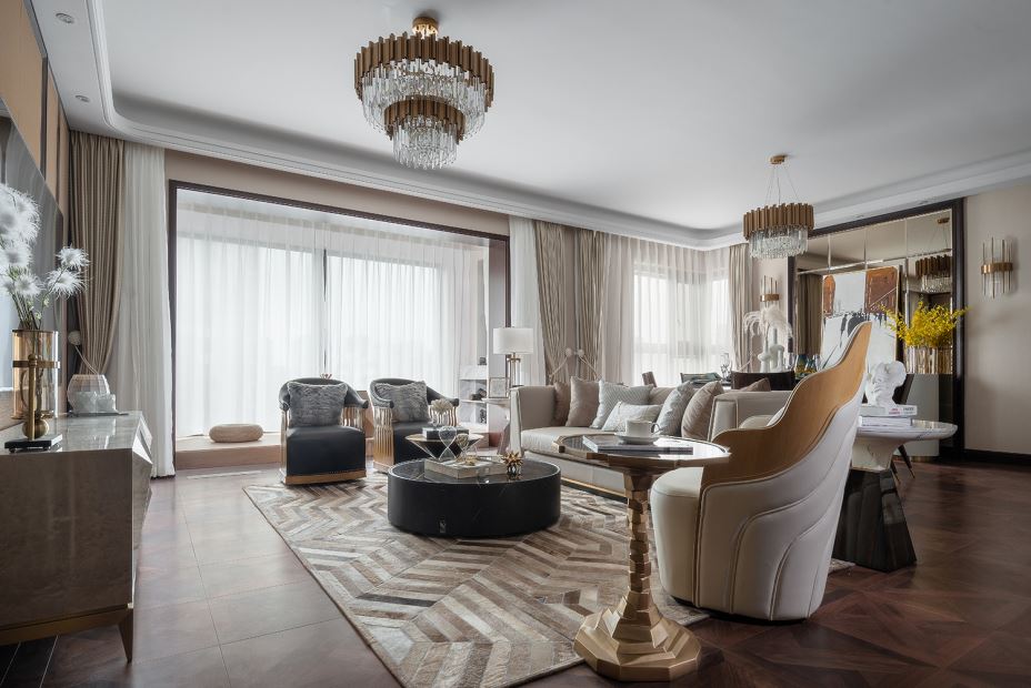 江門市越秀星匯名庭輕奢風(fēng)格三居室裝修案例