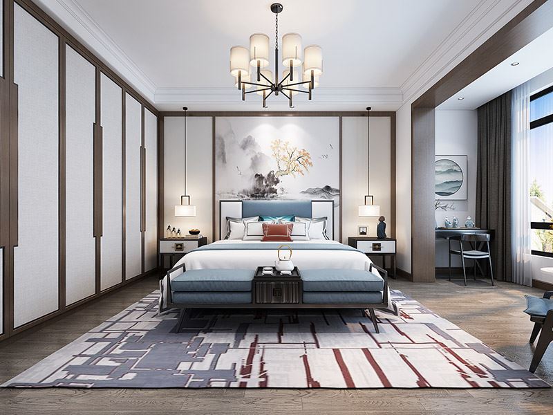 楚雄彝族自治州壩塘邊小區(qū)新中式風格別墅裝修案例