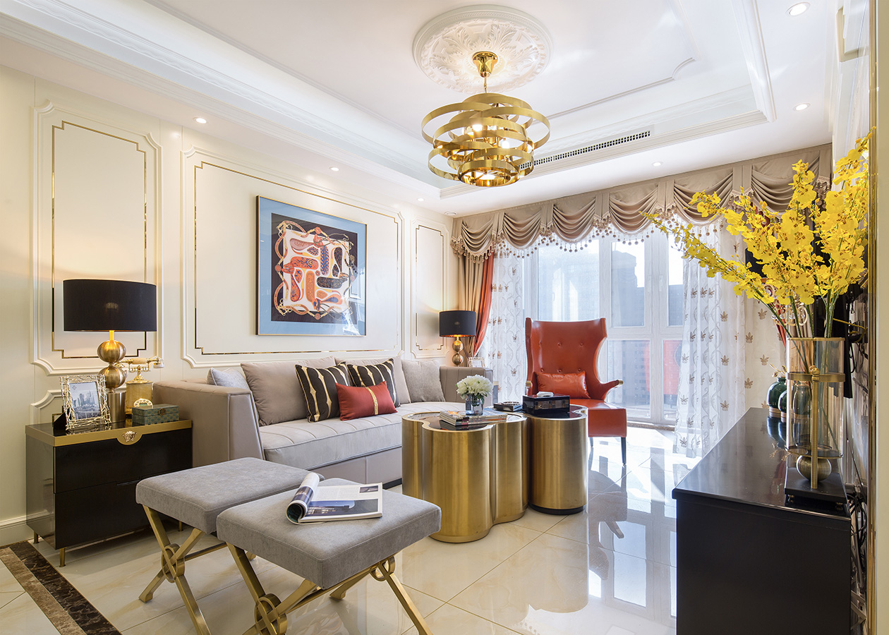 美式輕奢風(fēng)格室內(nèi)設(shè)計(jì)家裝案例-客廳 美式輕奢風(fēng)格室內(nèi)設(shè)計(jì)家裝案例-客廳