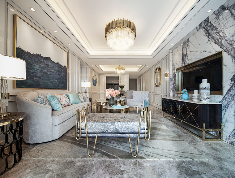 裝修案例美式輕奢風格室內(nèi)裝修效果圖-客廳 裝修案例美式輕奢風格室內(nèi)裝修效果圖-客廳