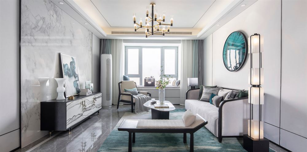 佛山市綠城桂語(yǔ)映月新中式風(fēng)格三居室裝修案例