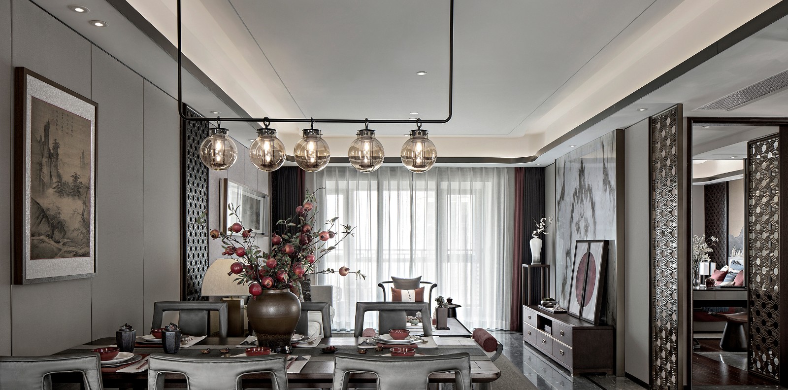新中式風(fēng)格家裝設(shè)計室內(nèi)裝修效果圖-餐廳 新中式風(fēng)格家裝設(shè)計室內(nèi)裝修效果圖-餐廳