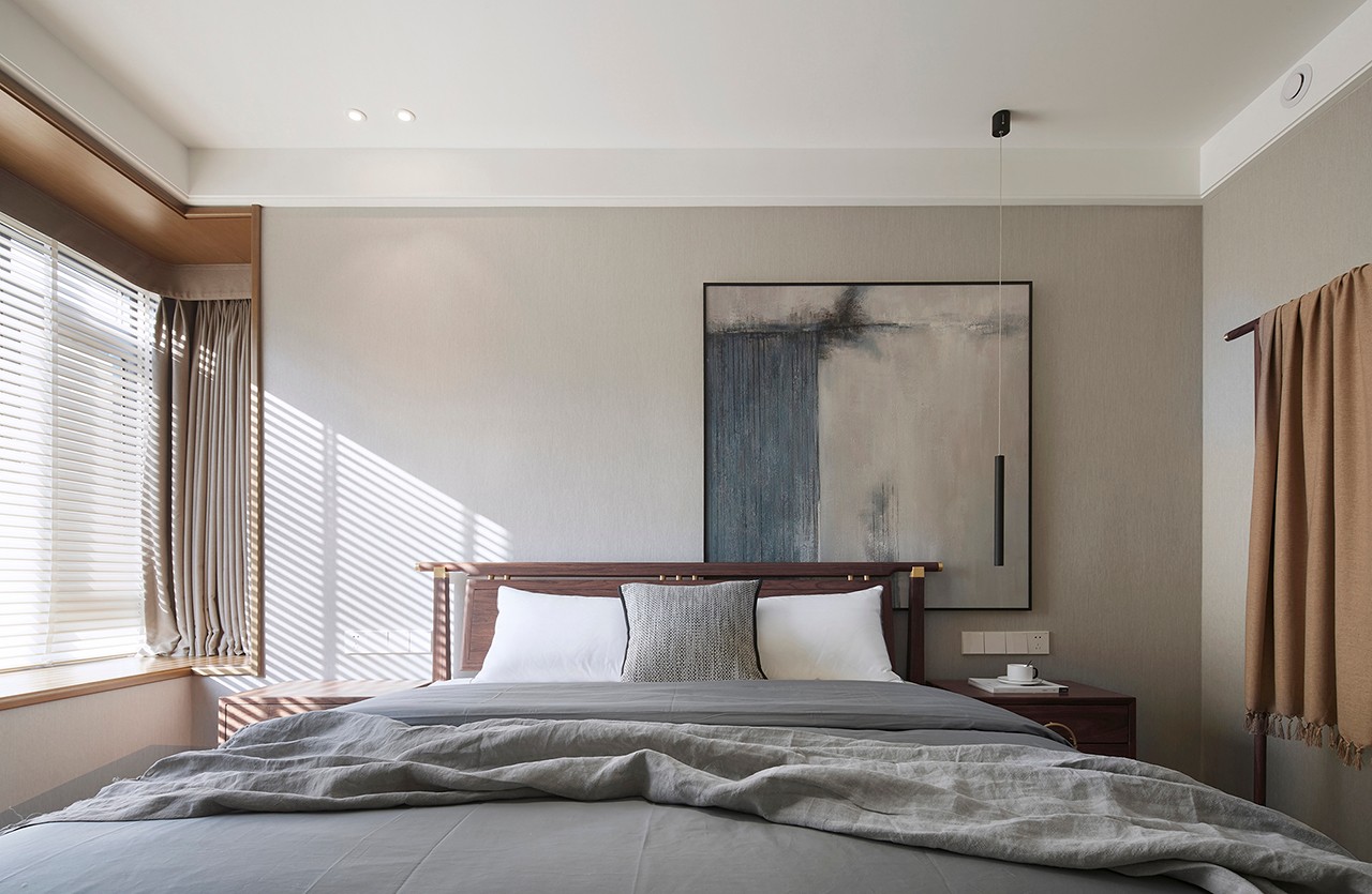 現(xiàn)代新中式風格家裝設計室內(nèi)裝修效果圖-臥室 現(xiàn)代新中式風格家裝設計室內(nèi)裝修效果圖-臥室