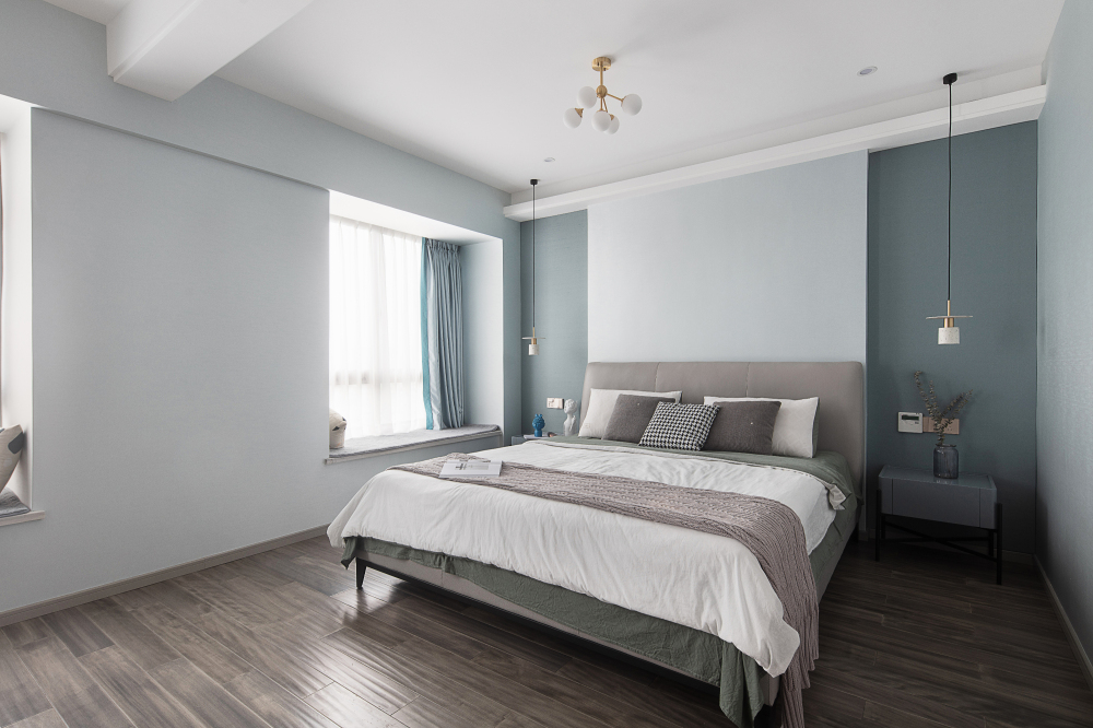 北歐莫蘭迪風格室內(nèi)設計家裝案例-主臥 北歐莫蘭迪風格室內(nèi)設計家裝案例-主臥