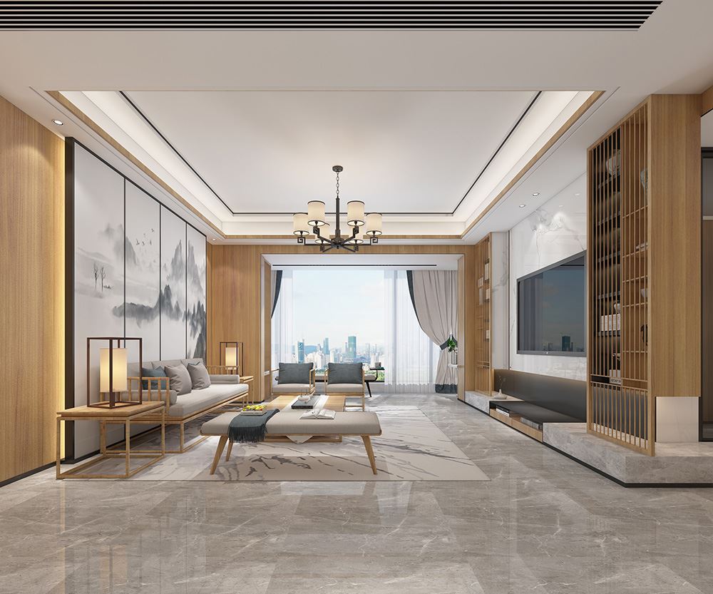 佛山市招商依云國(guó)際新中式風(fēng)格三居室裝修案例