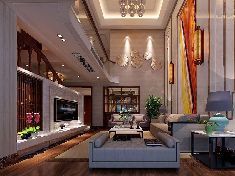 揭陽市鳳凰新城新中式風格復(fù)式裝修案例
