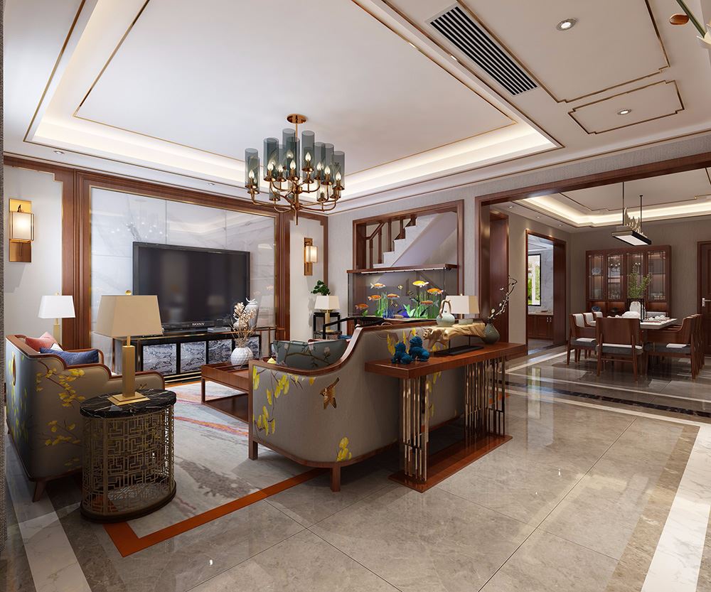 佛山市廣佛新世界花園洋房新中式風(fēng)格別墅裝修案例