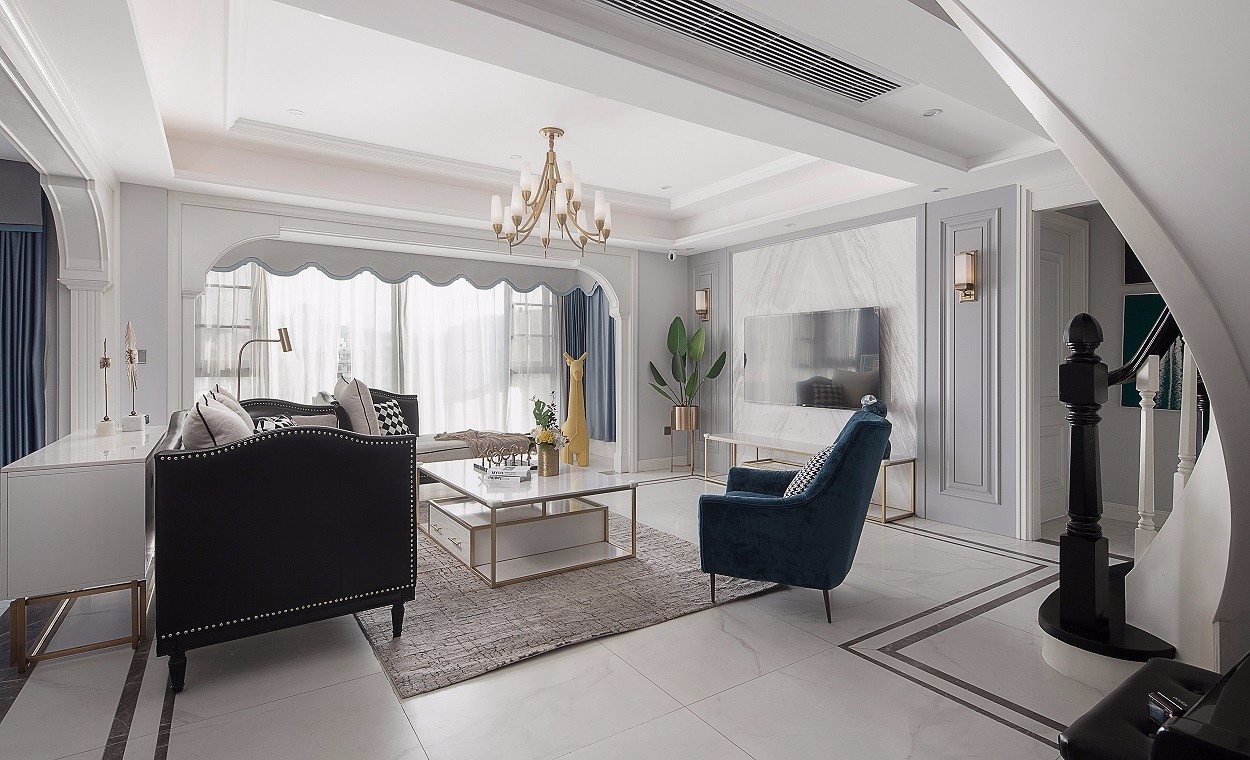 美式輕奢風(fēng)格家裝設(shè)計(jì)別墅裝修效果圖-客廳 美式輕奢風(fēng)格家裝設(shè)計(jì)別墅裝修效果圖-客廳