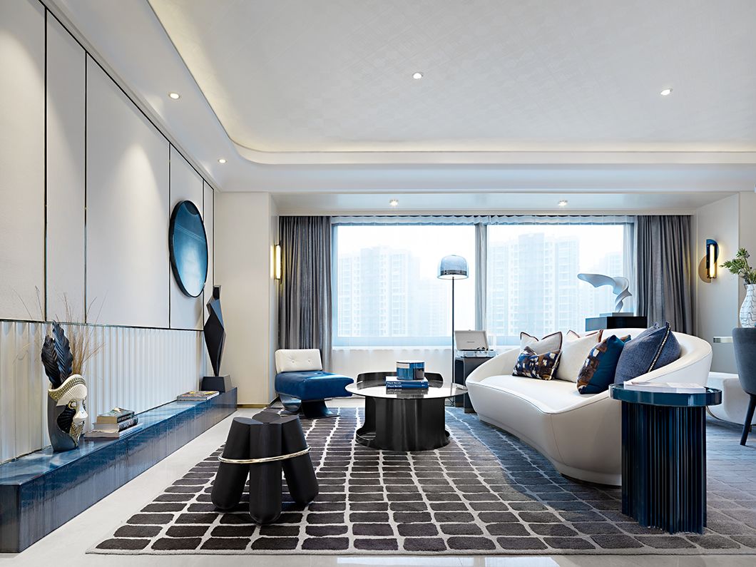 都市輕奢風格室內(nèi)裝修-客廳