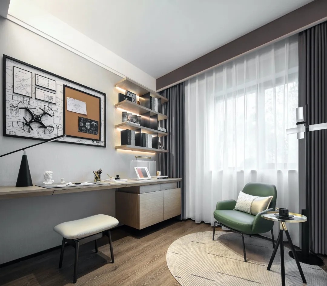 現(xiàn)代輕奢風格家裝設計室內(nèi)裝修效果圖-書房 現(xiàn)代輕奢風格家裝設計室內(nèi)裝修效果圖-書房