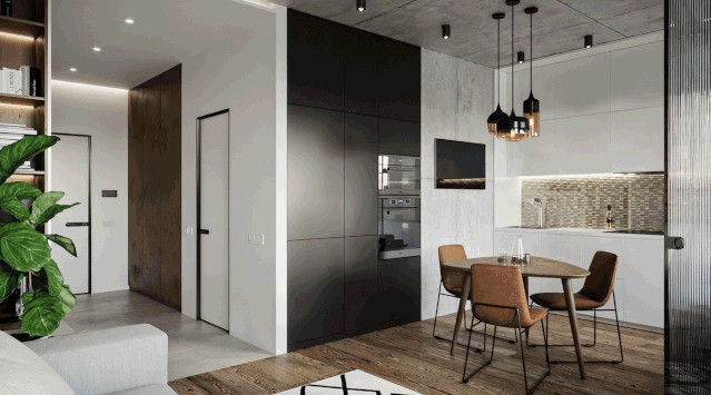 裝修案例現(xiàn)代簡約風格公寓裝修效果圖-餐廳 裝修案例現(xiàn)代簡約風格公寓裝修效果圖-餐廳