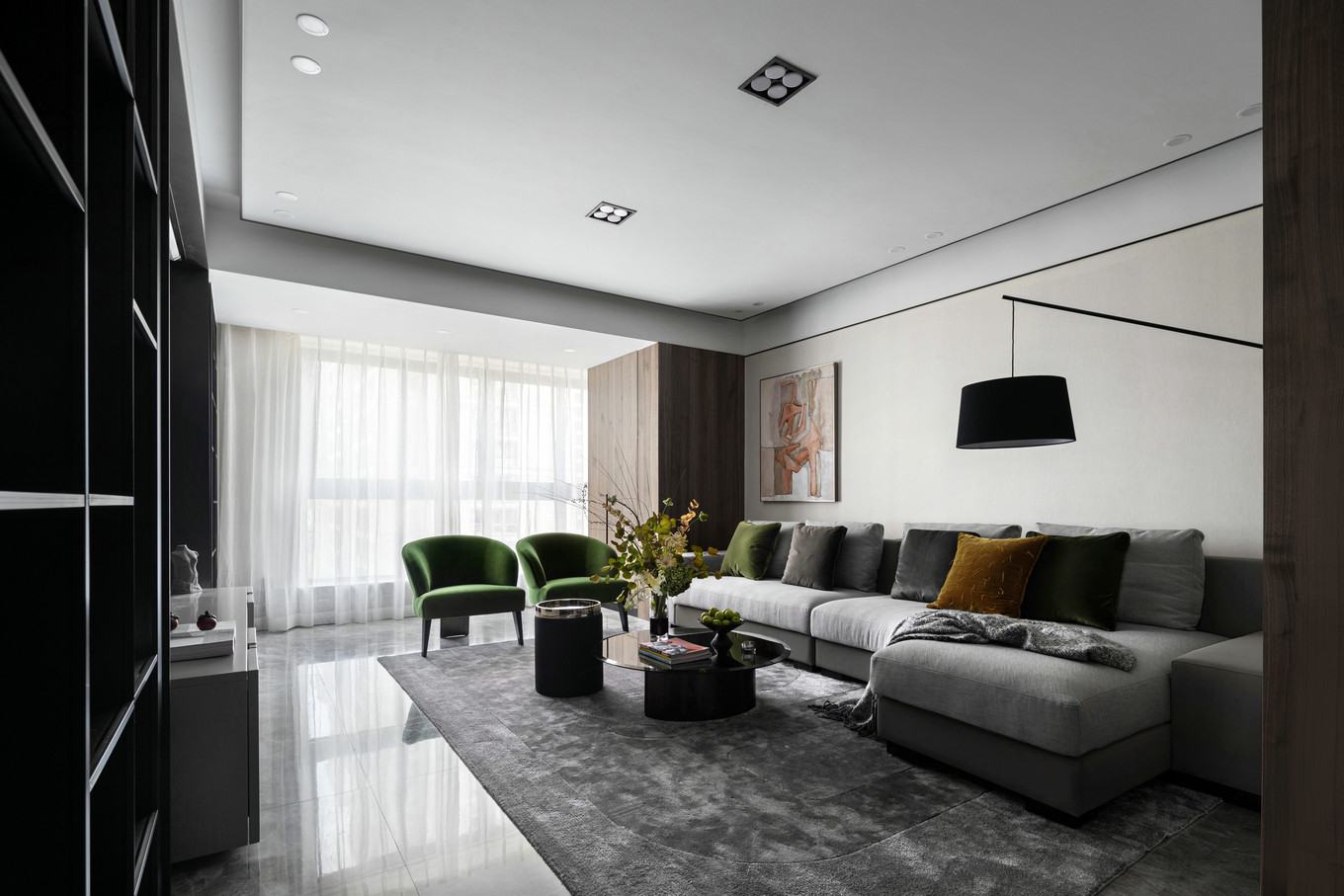 現(xiàn)代高級(jí)灰風(fēng)格室內(nèi)家裝案例效果圖-客廳 現(xiàn)代高級(jí)灰風(fēng)格室內(nèi)家裝案例效果圖-客廳