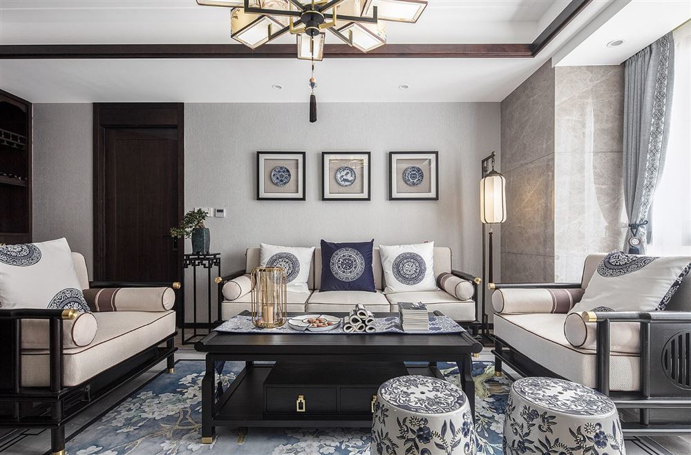 廣州市云山詩意(白云)新中式風格三居室裝修案例