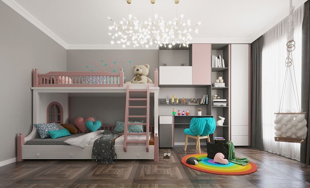 貴港市陽光都市美式風(fēng)格四居室裝修案例