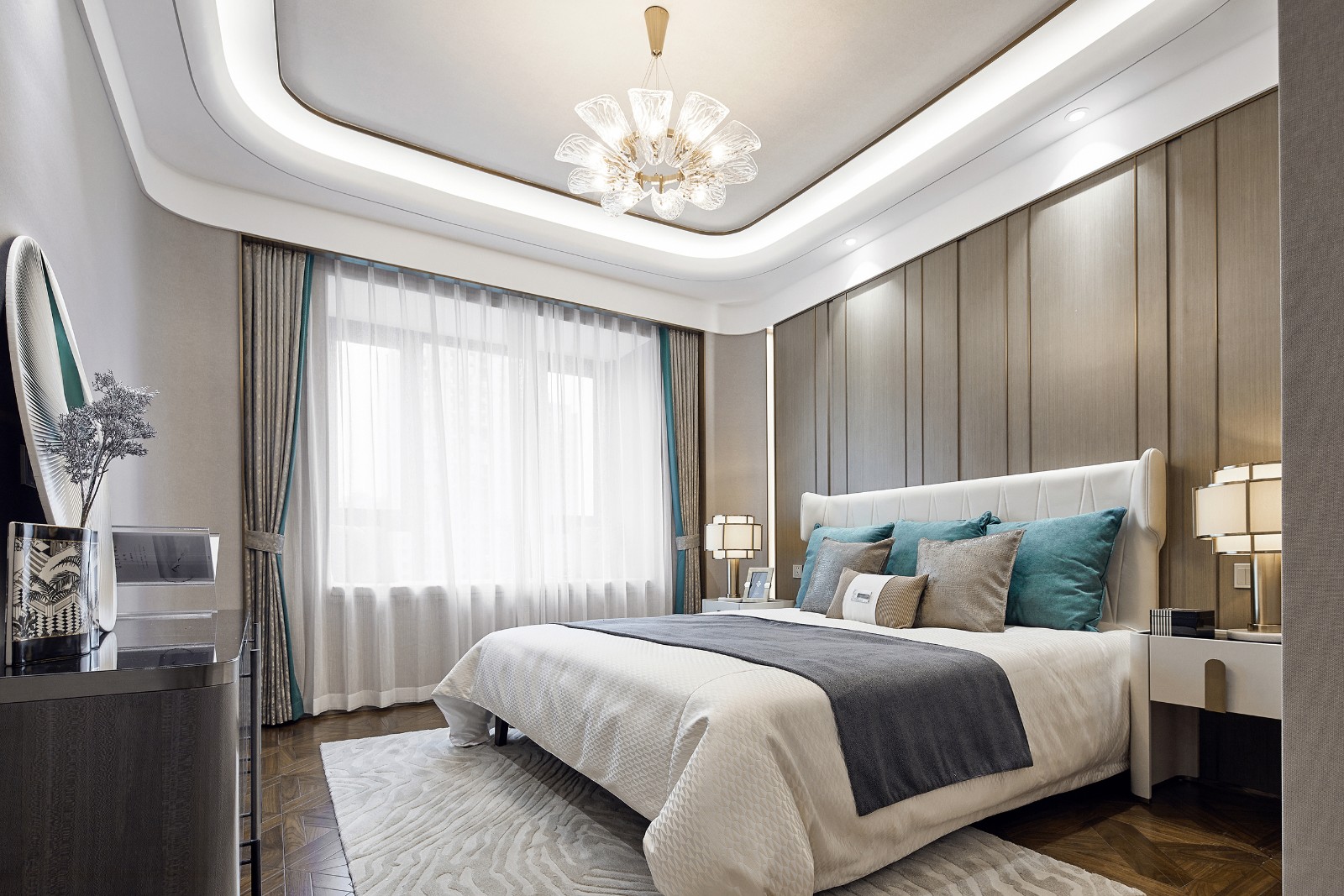 美式輕奢風(fēng)格室內(nèi)設(shè)計(jì)家裝案例-主臥 美式輕奢風(fēng)格室內(nèi)設(shè)計(jì)家裝案例-主臥