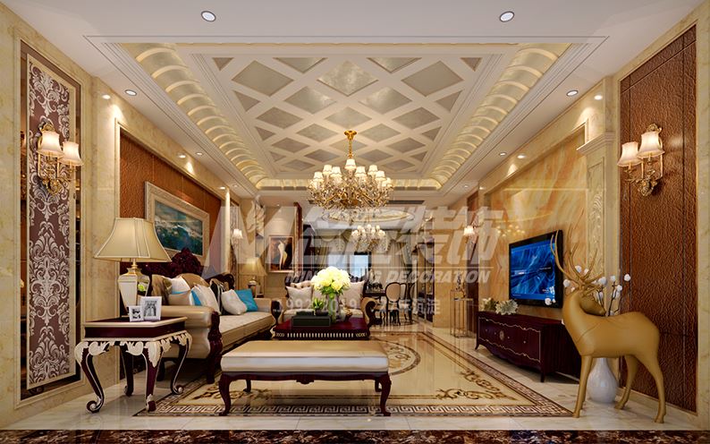 佛山市越秀御湖臺(tái)美式風(fēng)格三居室裝修案例