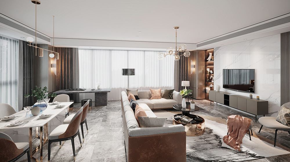 佛山市順德華潤置地廣場現(xiàn)代簡約風(fēng)格三居室裝修案例