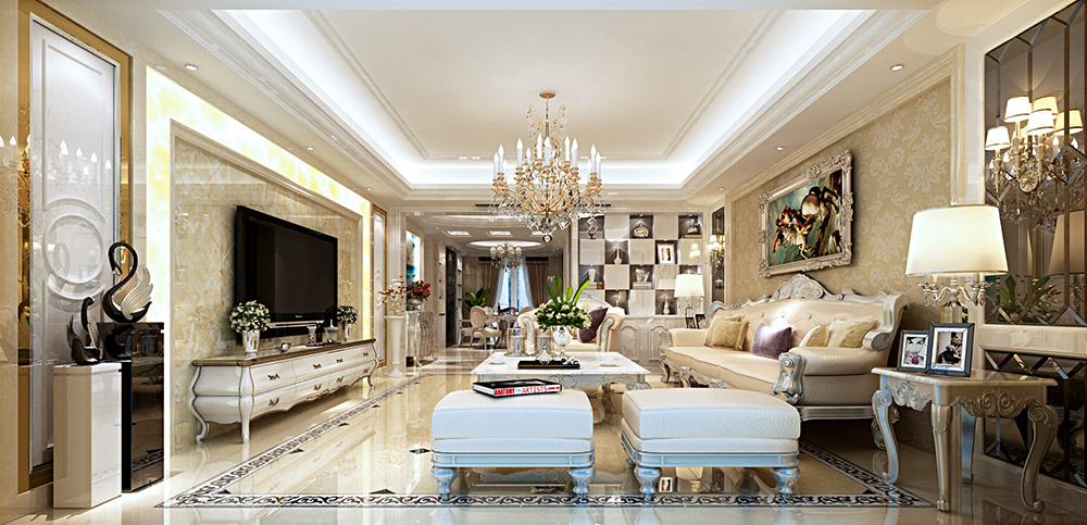 輕奢風(fēng)格室內(nèi)裝修效果圖-御景二期三居150平米-客廳 輕奢風(fēng)格室內(nèi)裝修效果圖-御景二期三居150平米-客廳