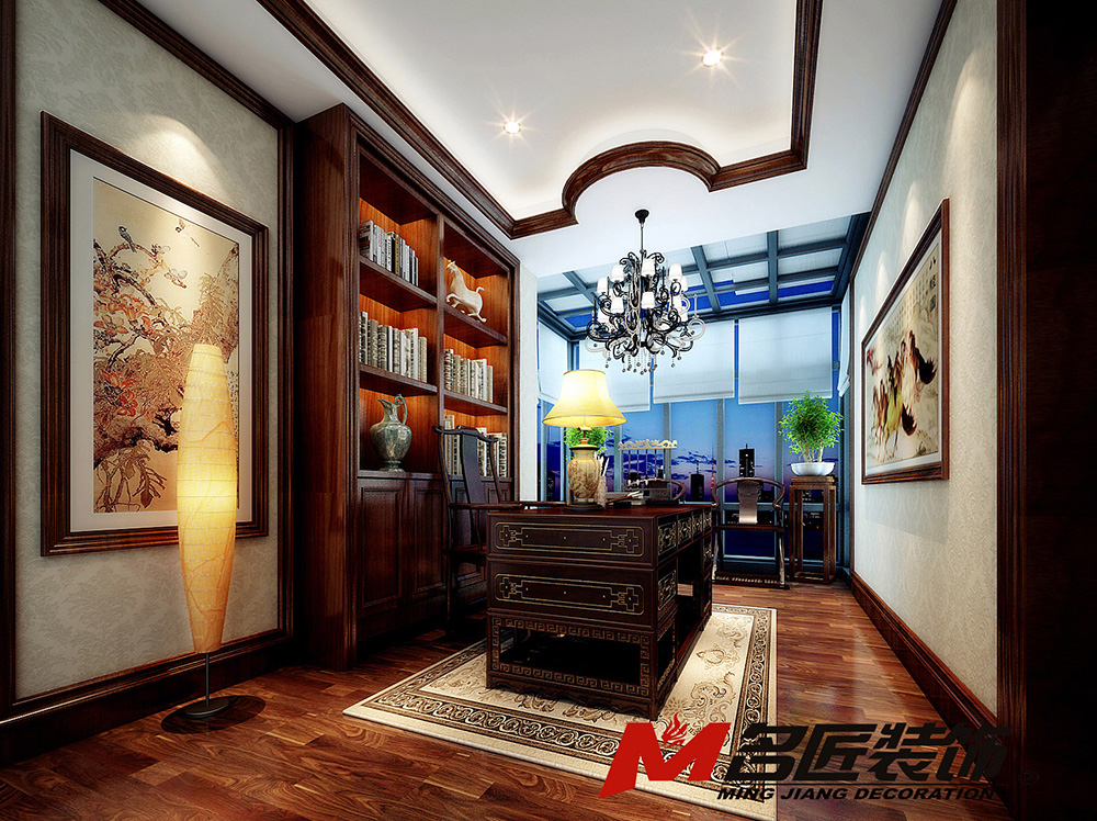 歐式風(fēng)格別墅裝修效果圖-金地九瓏璧別墅277平米-別墅裝修設(shè)計書房 歐式風(fēng)格別墅裝修效果圖-金地九瓏璧別墅277平米-別墅裝修設(shè)計書房