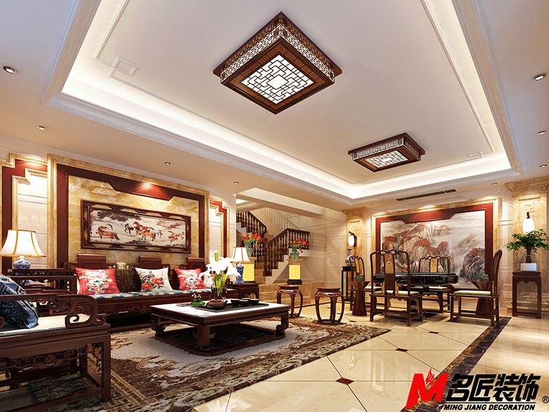 河源市東江灣·名門(mén)世家新中式風(fēng)格別墅裝修案例