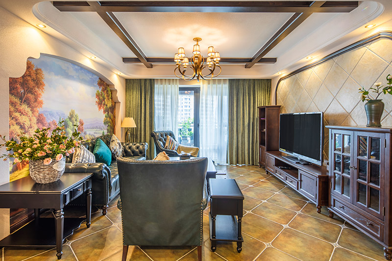 保利壹號公館美式室內(nèi)設(shè)計(jì)三居125平米風(fēng)格裝修案例-客廳 保利壹號公館美式室內(nèi)設(shè)計(jì)三居125平米風(fēng)格裝修案例-客廳