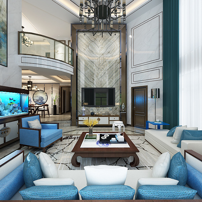 新中式風(fēng)格別墅裝修設(shè)計效果圖-海琴水岸別墅365平米-別墅裝修設(shè)計客廳 新中式風(fēng)格別墅裝修設(shè)計效果圖-海琴水岸別墅365平米-別墅裝修設(shè)計客廳