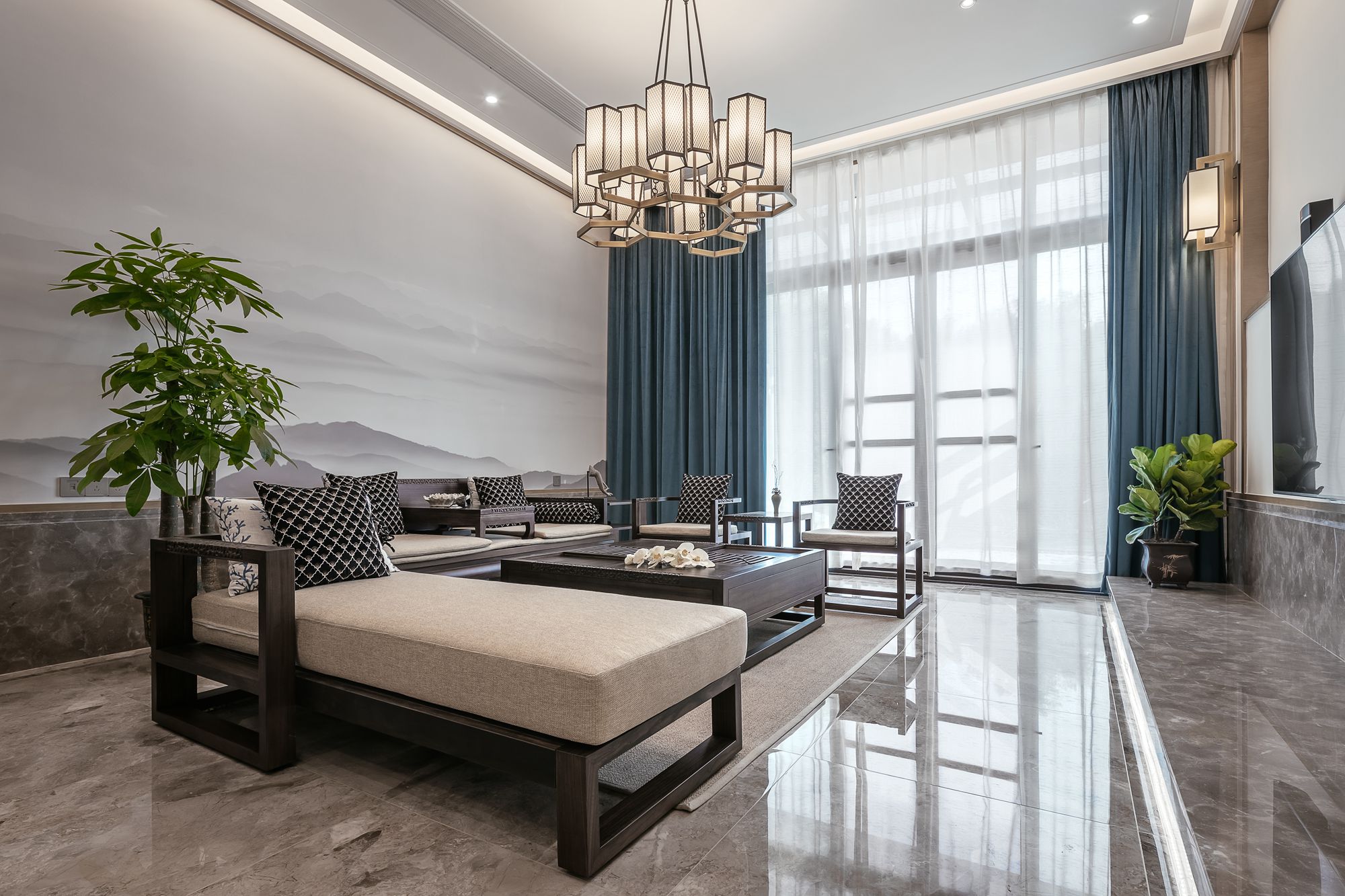 新中式風(fēng)格室內(nèi)設(shè)計(jì)家裝案例-客廳 新中式風(fēng)格室內(nèi)設(shè)計(jì)家裝案例-客廳