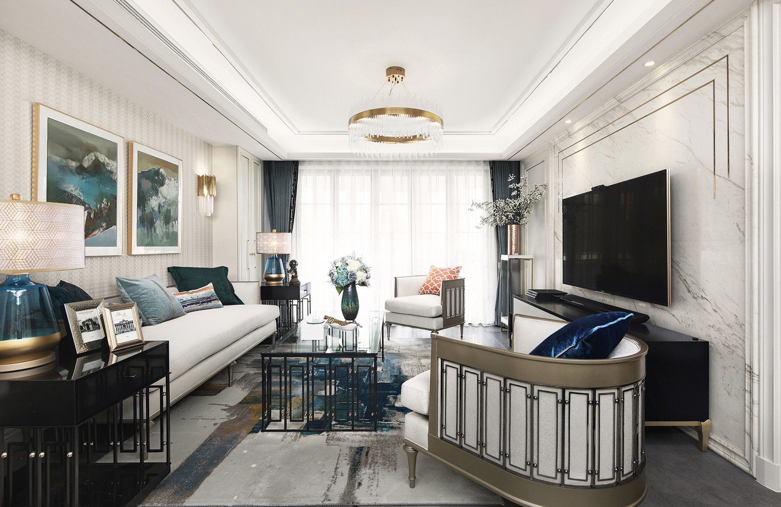 裝修案例美式輕奢風(fēng)格室內(nèi)裝修效果圖-客廳 裝修案例美式輕奢風(fēng)格室內(nèi)裝修效果圖-客廳