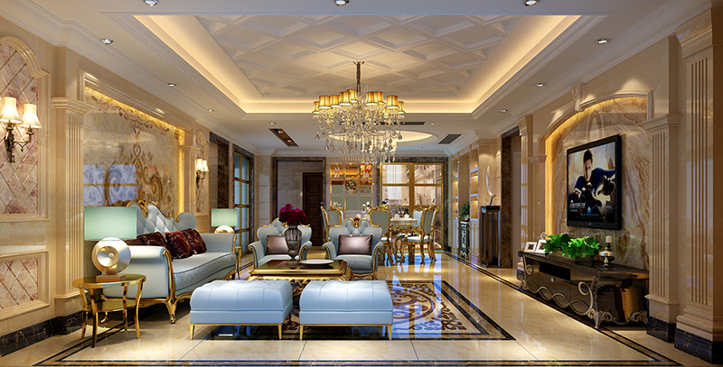 黃岐長信御景峰四居186平米歐式風(fēng)格室內(nèi)裝修案例-客廳 黃岐長信御景峰四居186平米歐式風(fēng)格室內(nèi)裝修案例-客廳