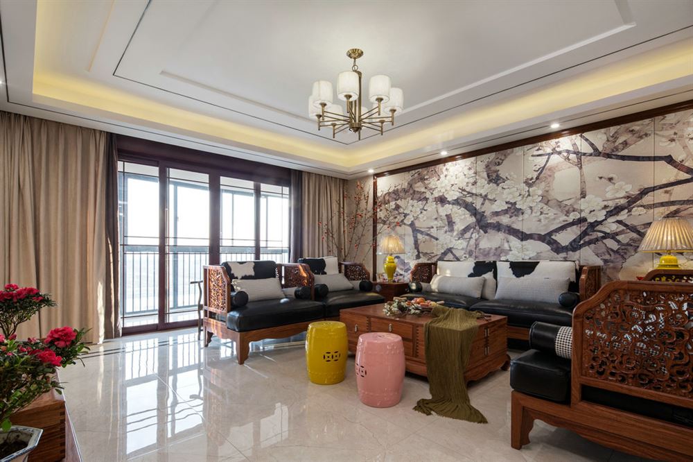 佛山市復地公園和光新中式風格三居室裝修案例