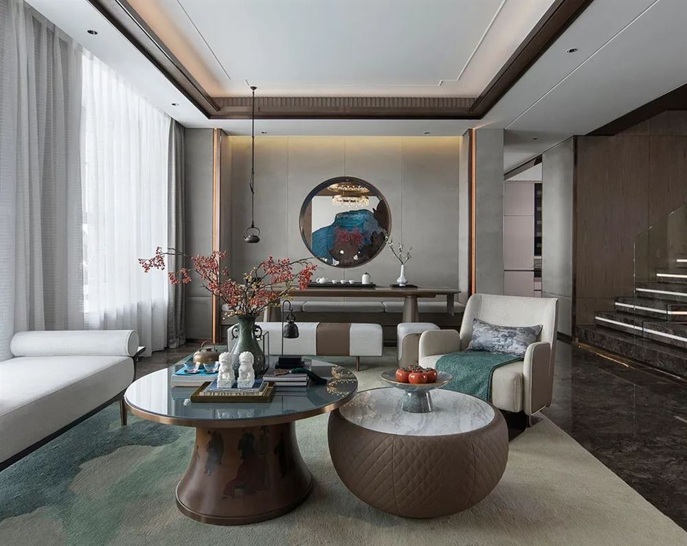 廣州市遠洋招商保利東灣新中式風格復式裝修案例