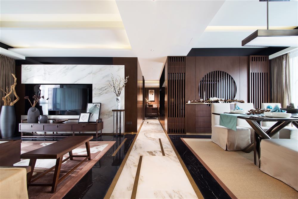 佛山市龍光·玖悅灣新中式風(fēng)格四居室裝修案例