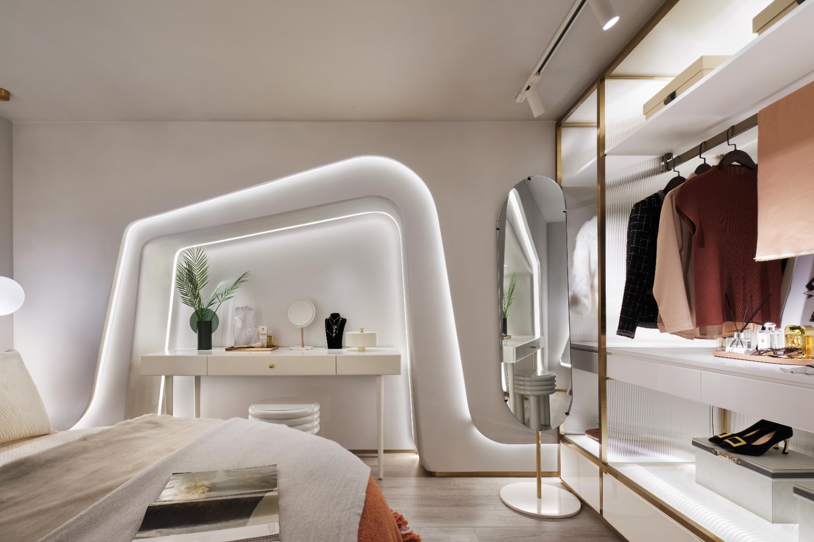 現(xiàn)代輕奢風格公寓室內(nèi)設(shè)計家裝案例-臥室 現(xiàn)代輕奢風格公寓室內(nèi)設(shè)計家裝案例-臥室