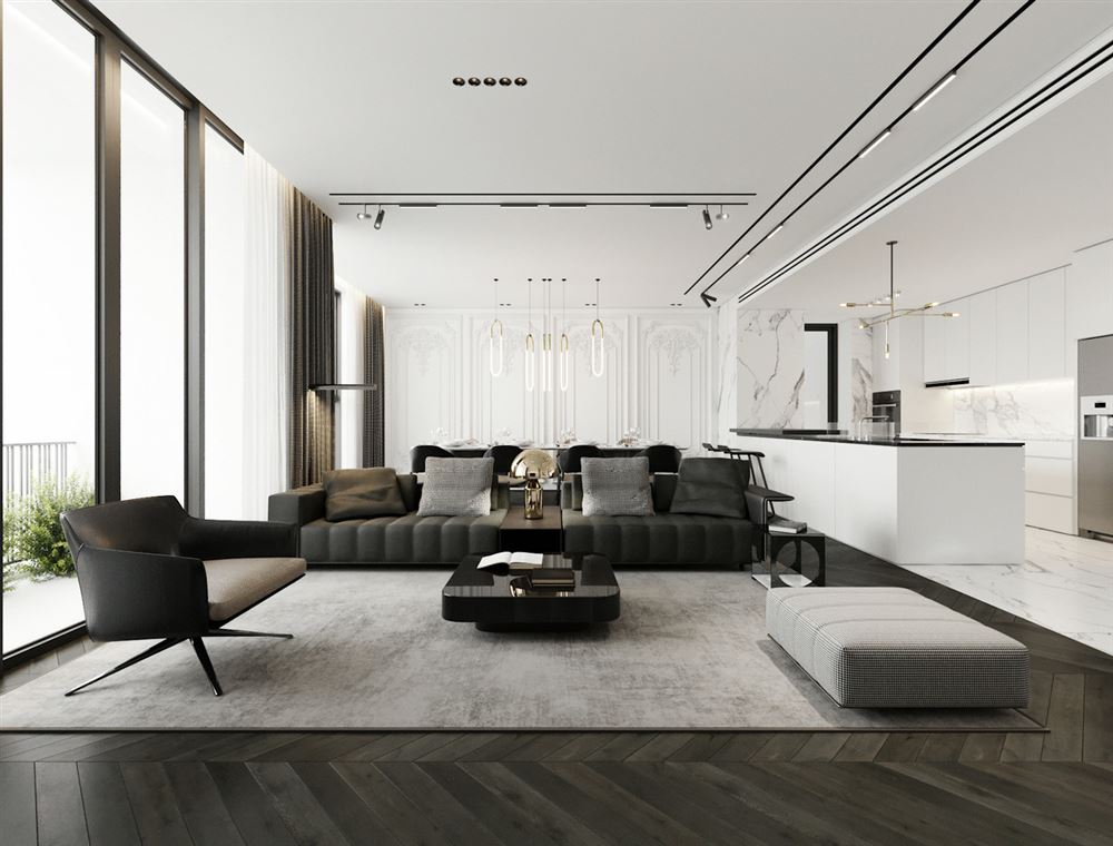 佛山市高明鈞明城輕奢風(fēng)格三居室裝修案例