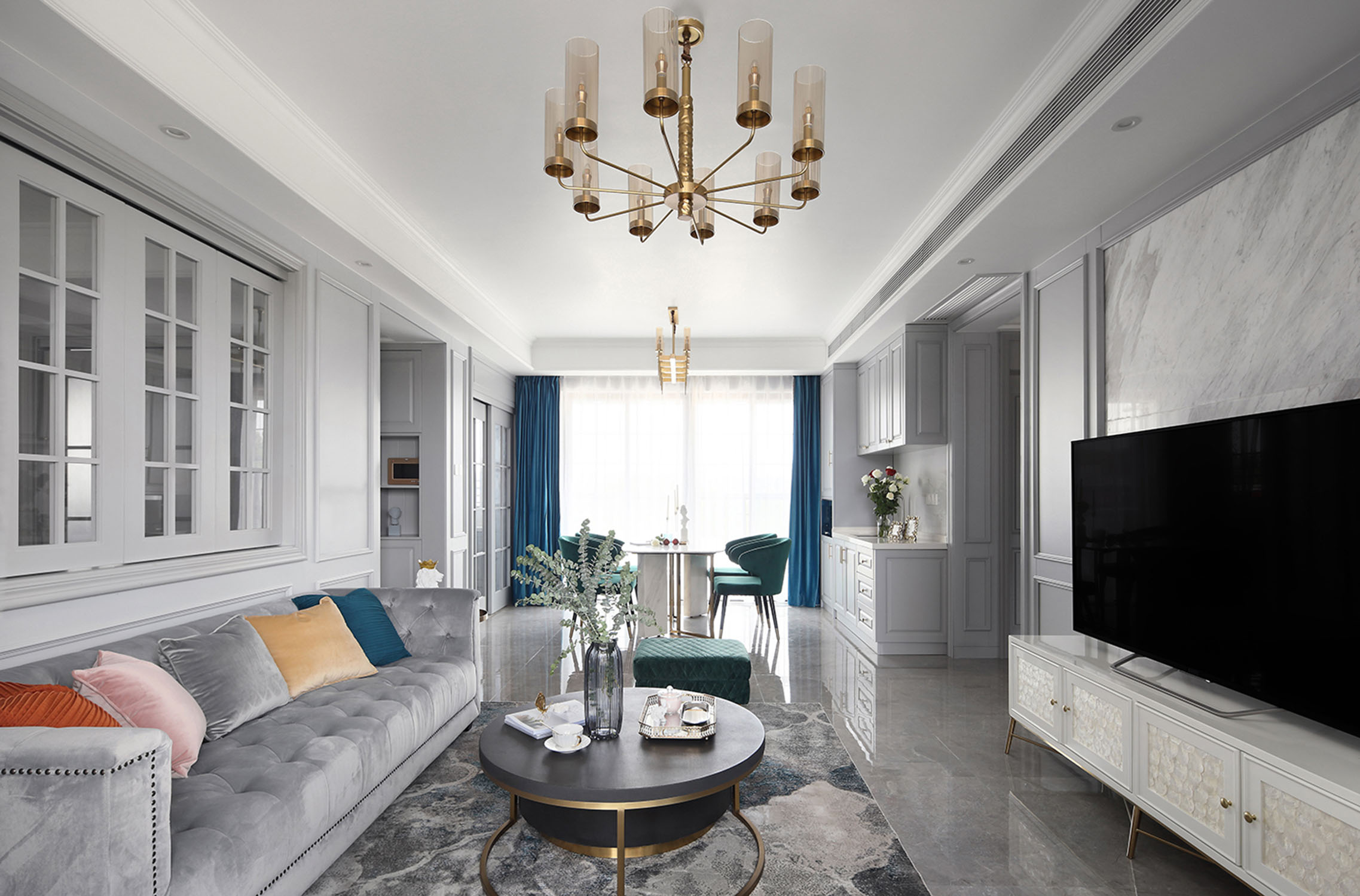 美式簡(jiǎn)約風(fēng)格室內(nèi)家裝案例效果圖-客廳 美式簡(jiǎn)約風(fēng)格室內(nèi)家裝案例效果圖-客廳