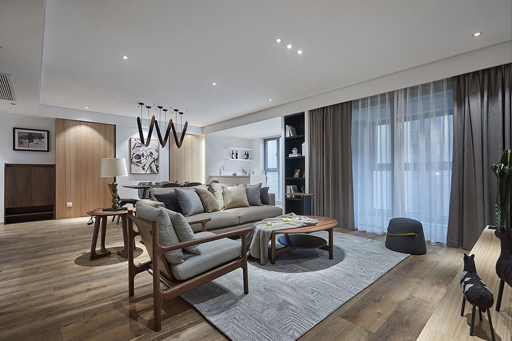 南寧市百貨小區(qū)輕奢風(fēng)格三居室裝修案例