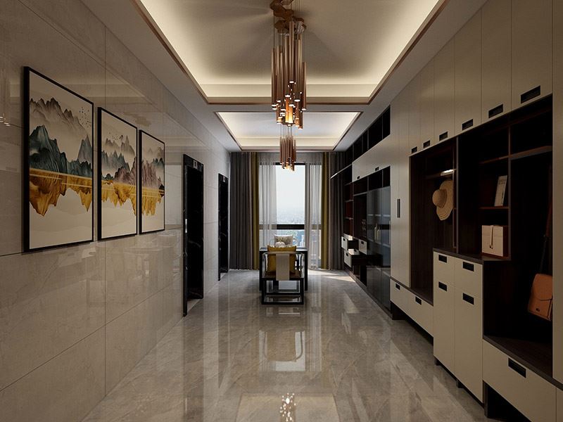 佛山市翡翠西江新中式風(fēng)格四居室裝修案例