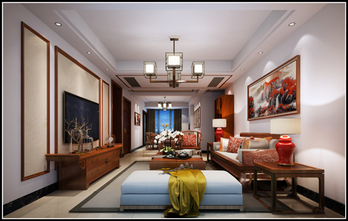 嘉興市嘉業(yè)陽光城新中式風格復(fù)式裝修案例