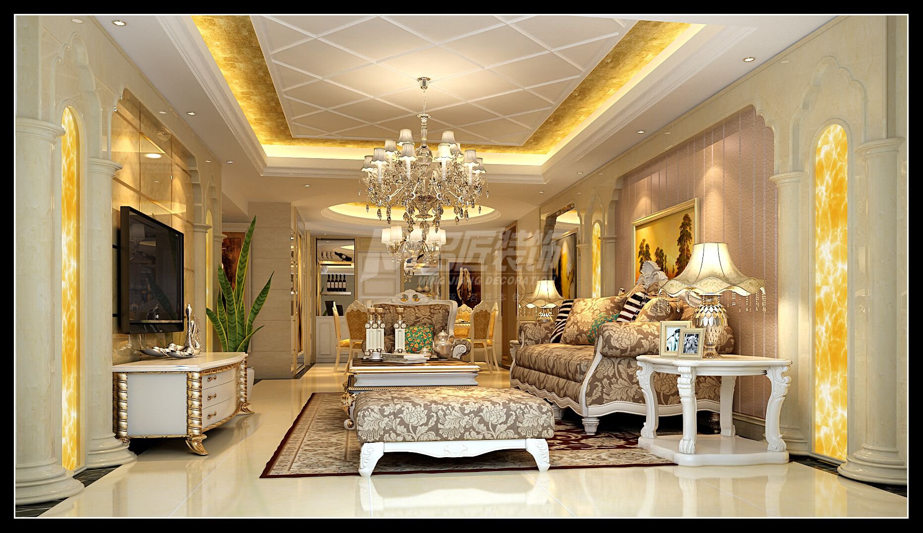 廣州市峰湖御境歐式風格四居室裝修案例