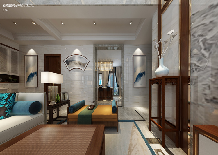 淮安市櫻花小區(qū)新中式風(fēng)格復(fù)式裝修案例