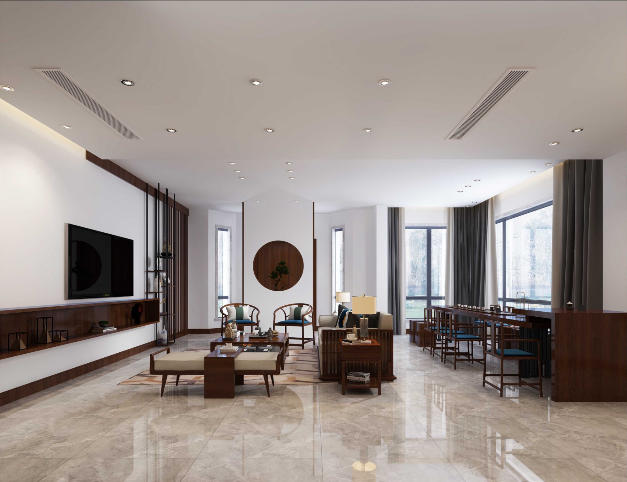 常州市四季新城南苑新中式風(fēng)格別墅裝修案例