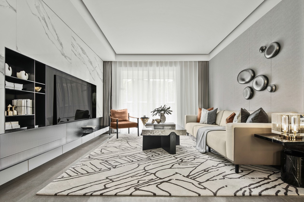 現(xiàn)代簡約風格室內家裝案例效果圖-客廳 現(xiàn)代簡約風格室內家裝案例效果圖-客廳