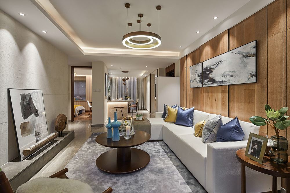 南寧市賓陽縣圖書館單位房輕奢風(fēng)格三居室裝修案例