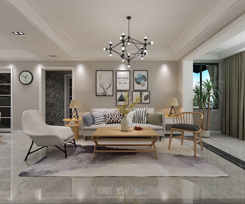 裝修公司北歐風(fēng)格室內(nèi)裝修效果圖-客廳