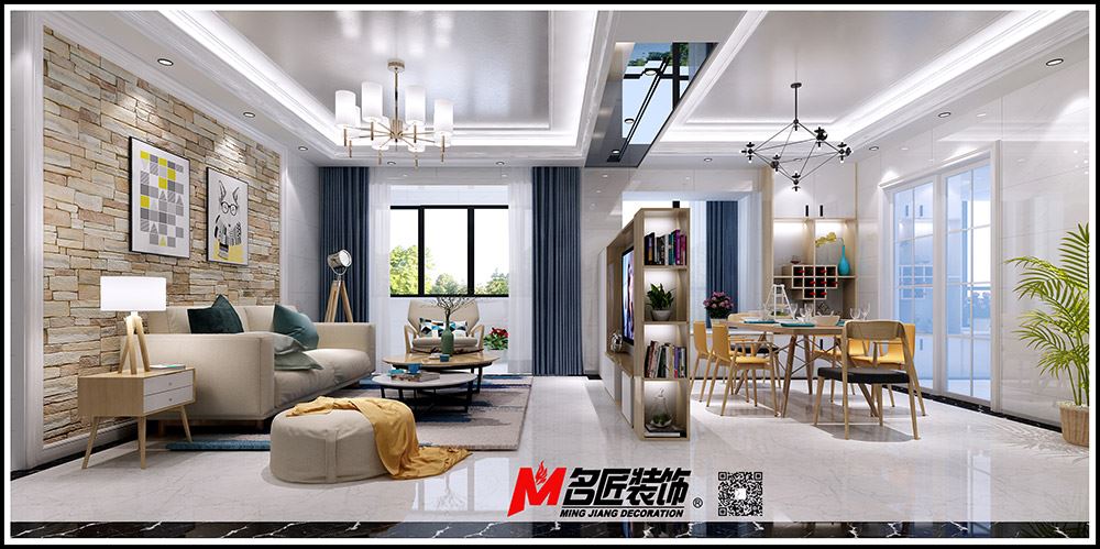 河源市濱河苑住宅區(qū)現(xiàn)代簡約風(fēng)格三居室裝修案例