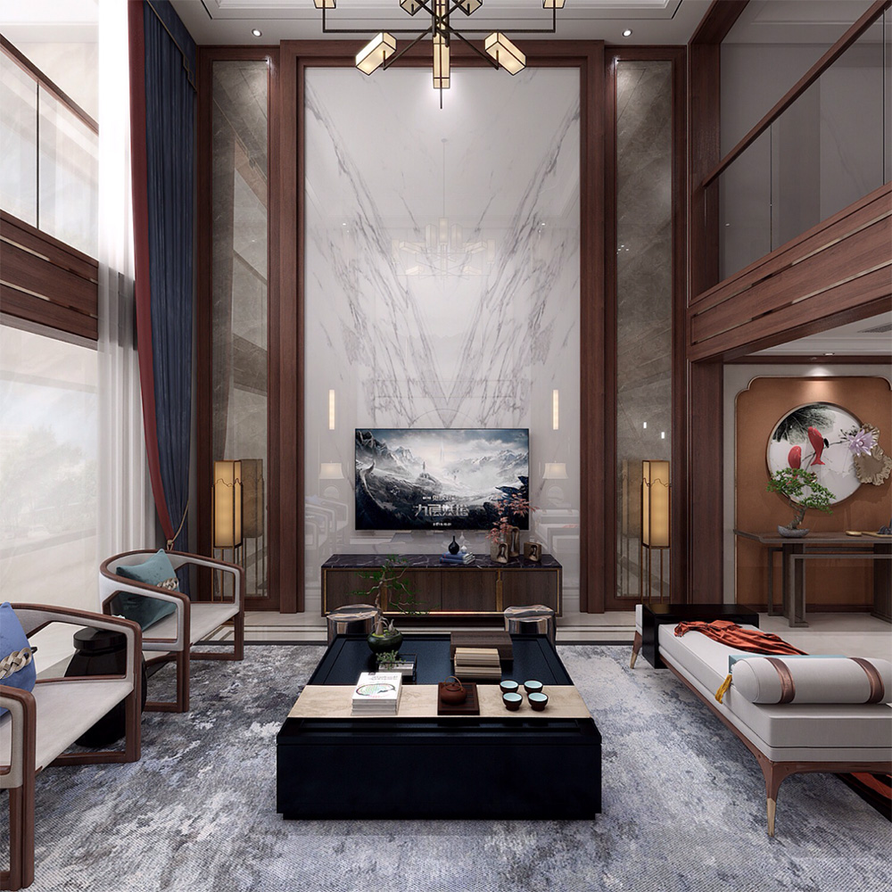 新中式別墅大宅裝修設(shè)計-客廳 新中式別墅大宅裝修設(shè)計-客廳