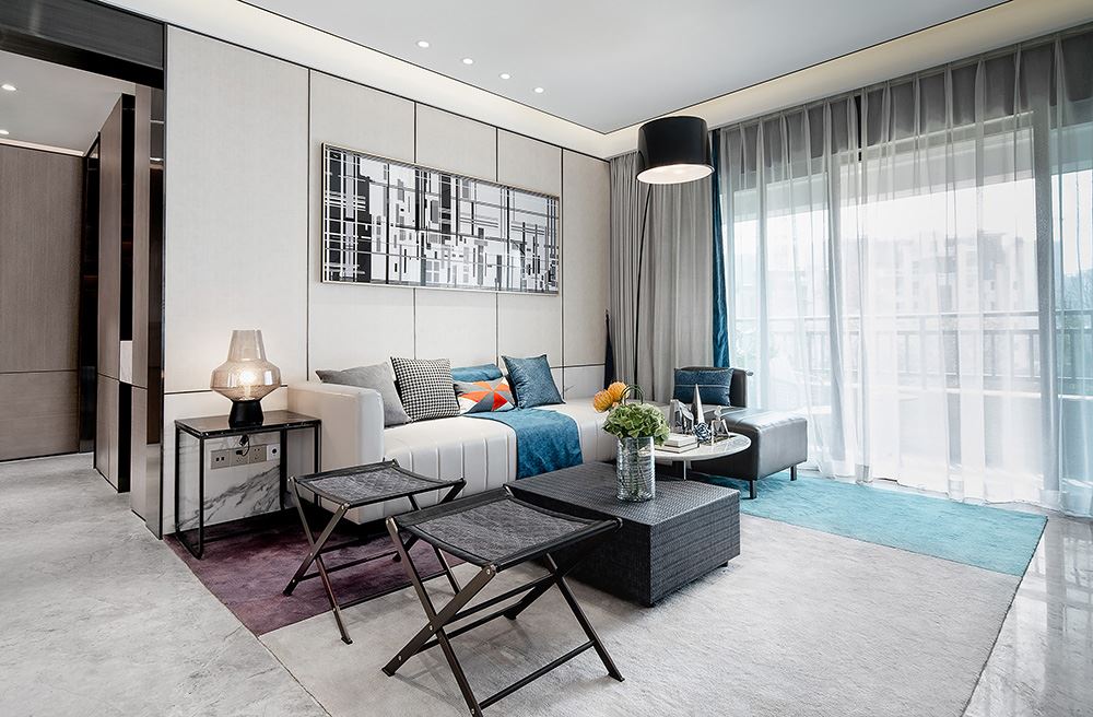 南寧市賓都大廈輕奢風格三居室裝修案例